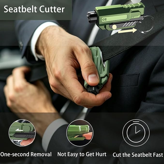 Upgraded Safety Hammer,Safe Hammer Glass Breaker Under Water,Life Hammer Car Escape Tool,Window Breaker and Seatbelt Cutter Keychain for Cars (Red+Orange+Blue+Green)
