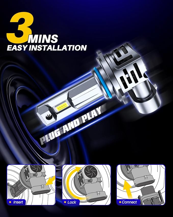 AUTOONE 2026 Upgraded 9012 HIR2 Fog Bulbs, 1000% Bright 50000 Lumens