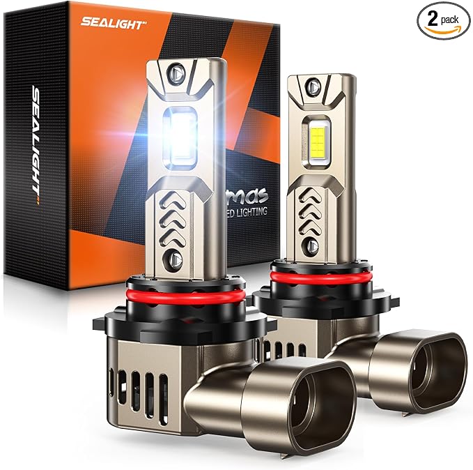 SEALIGHT 2026 New 9005 LED Light Bulbs, HB3 Driving Bulb 90,000LM Super Bright 6500K Cool White, Real 1:1 Stock Size, Easy Plug-N-Play, IP68 Waterproof,70000Hrs+ Lifespan, Pack of 2