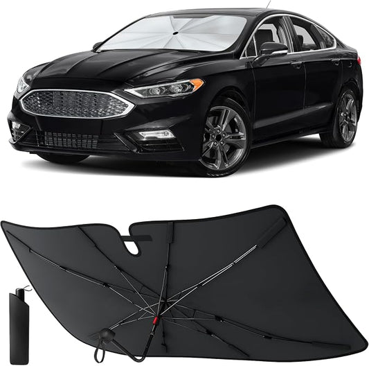 EcoNour Windshield Sunshade & Window Tint for Ford Fusion 2013 2014 2015 2016 2017 2019 2020 2021 | Front Windshield Sun Shade UV Heat Blocker | Foldable Car Sun Visor Interior Accessories
