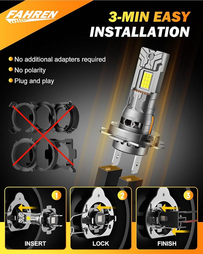 Ursprung 2026 𝐋𝐚𝐭𝐞𝐬𝐭-𝐆𝐞𝐧 H7/H7LL Bulbs, 800000LM 1200% 6500K Cool White, Real 1:1 Mini OEM Size, No Adapter Needed, Canbus Ready, IP68 10-Year Service Life, pack of 2