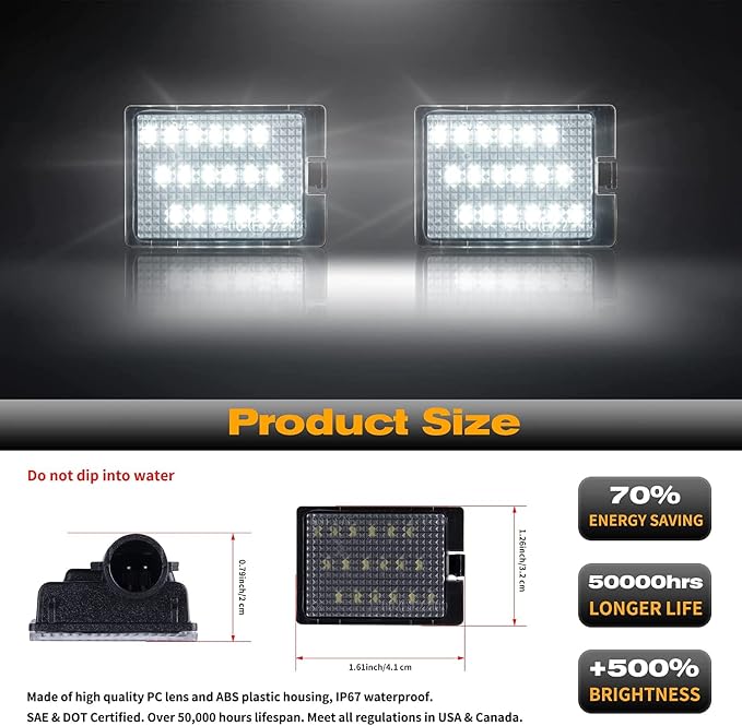 POPMOTORZ 2Pcs LED License Plate Light Lamps Rear Tag Light Assembly For 2014 2015 2016 2017 2018 2019 2020 2021 2022 2023 Dodge Durango Tag Lights For License Plate White Clear Lens