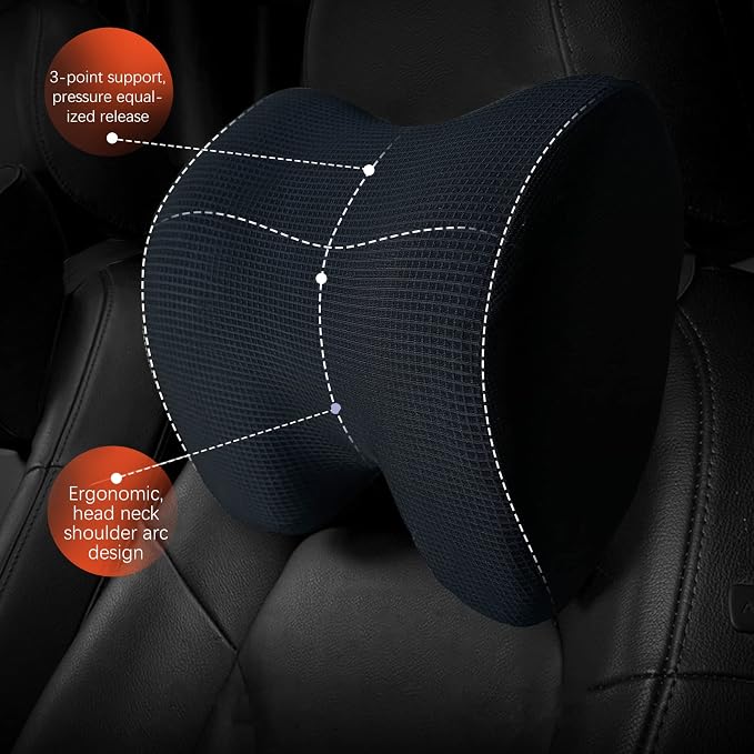 SPRFUFLY Make Relaxing Car Headrest Pillow, Car Pillow for Driving with Adjustable Strap, Breathable Removable Cover & Ergonomic Design - Softness Travel Car Neck Support Pillow(Black, 1PC)