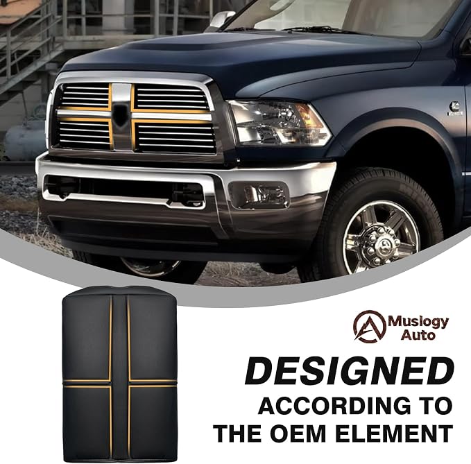 Muslogy Center Console Armrest Cover Fit for Dodge Ram1500/2500/3500 2002-2012 Accessories, Comfort Armrest Pad Console Lid Cushion Vegan Leather Regular Thick(Jump Seat ONLY)