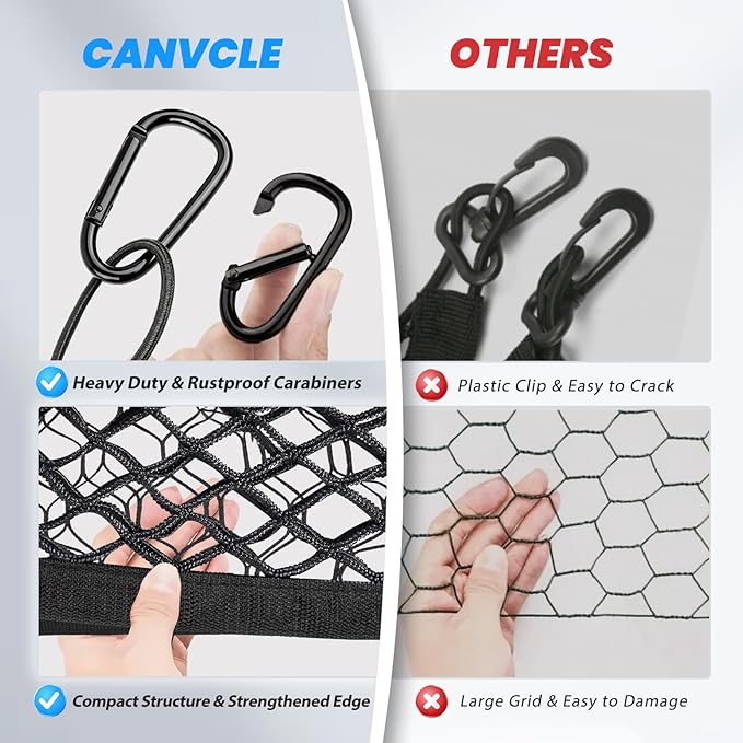 Truck Bed Cargo Net for Toyota Tundra 2022-2026, Envelope Style Pickup Truck Bed Net for Tundra Accessories, Upgraded Trunk Cargo Net Storage Bag with Metal Carabiners