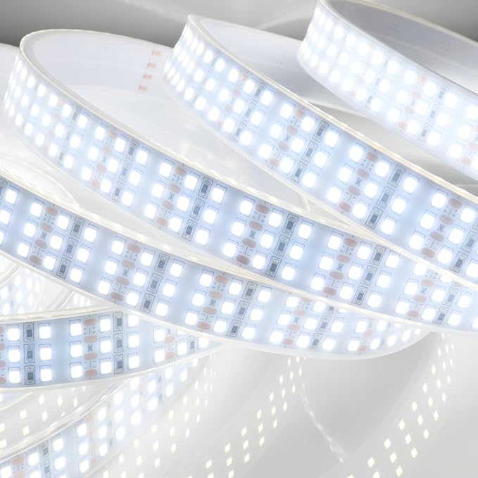 LEDENET 16.4Ft Super Bright Triple Row LED Strip Lights, Daylight White 6000K DC12V 1800LEDs Dimmable Flexible Truck LED Tape Lights, Outdoor Waterproof IP67 Wheel Light Strips