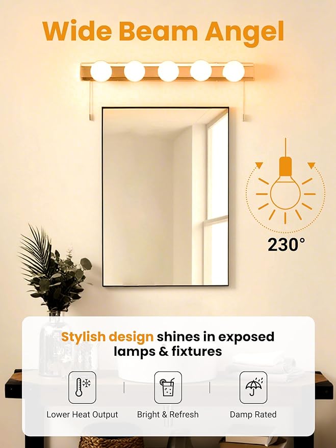 TJOY G25 LED Globe Light Bulbs, Vanity Light Bulb for Bathroom 40W Equivalent, 2700K Soft Warm White E26 Base, Round Decorative Bulb for Vanity Makeup Mirror, CRI85+, 450LM, Non-Dimmable, UL, 8 Pack