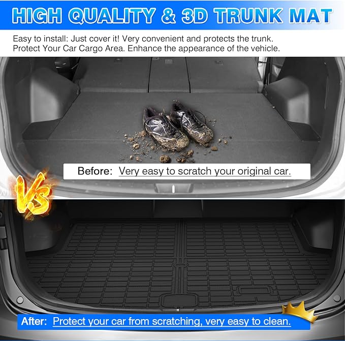 Santa Fe Cargo mat - Trunk Mat for Hyundai Santa Fe Sport 2013-2018 | All Weather Trunk Mat for Santa Fe Accessories, Heavy Duty Rubber Mats, Car Accessories