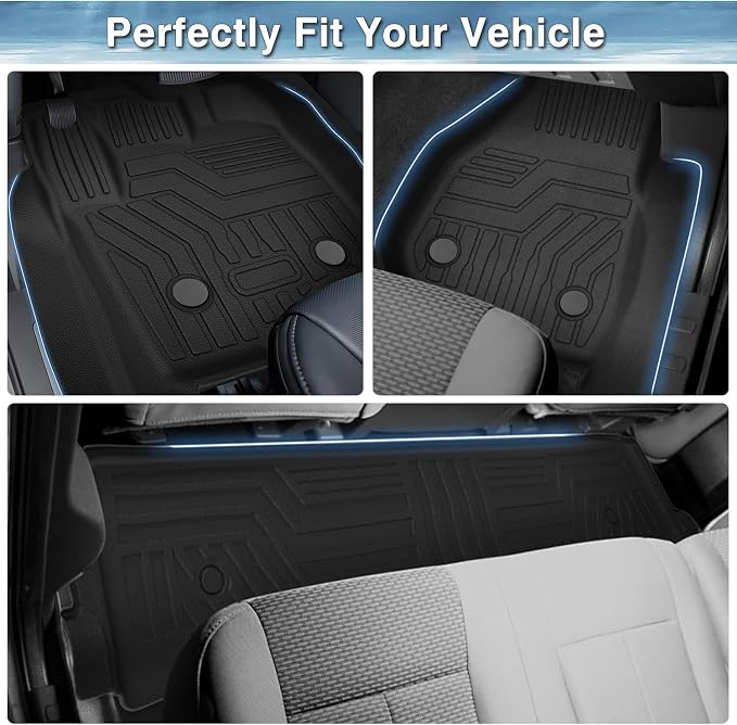 Mixsuper F250 Floor mats-Floor mat for Ford F250 F350 F450 Super Duty Crew Cab 2012-2016,All Weather TPE Rubber Floor Liners Protection for F350 Accessories,2 Row Anti-Slip Car Mats, Black