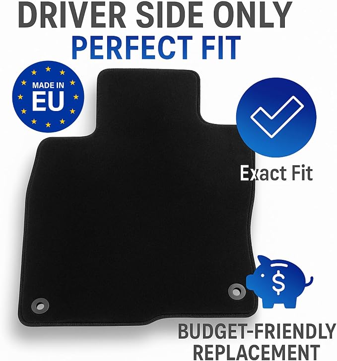 Custom Fit Driver Side Floor Mat for Honda Civic 2016–2021 – Single Carpet Mat – Anti-Slip Backing – All Weather – Civic 10th Gen Trims