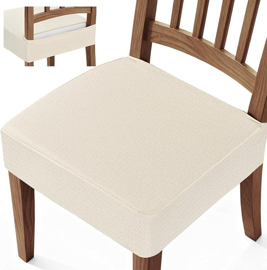 Songrey Waterproof Chair Covers for Dining Chairs, Set of 2, Beige | No Rear Seat Covers for Dining Room , Chair Protector Slipcover, Stretch Removable Washable