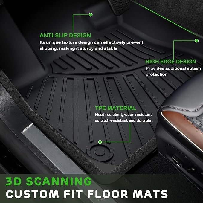 Floor Mats for 2006-2011 Honda Civic Gas Sedan Upgrade Trunk Mat All Weather TPE Floor Liners Fit for 2006-2011 Civic 1st & 2nd Row and Cargo Liner Anti-Slip Full Set Car Mats (Not for Coupe)