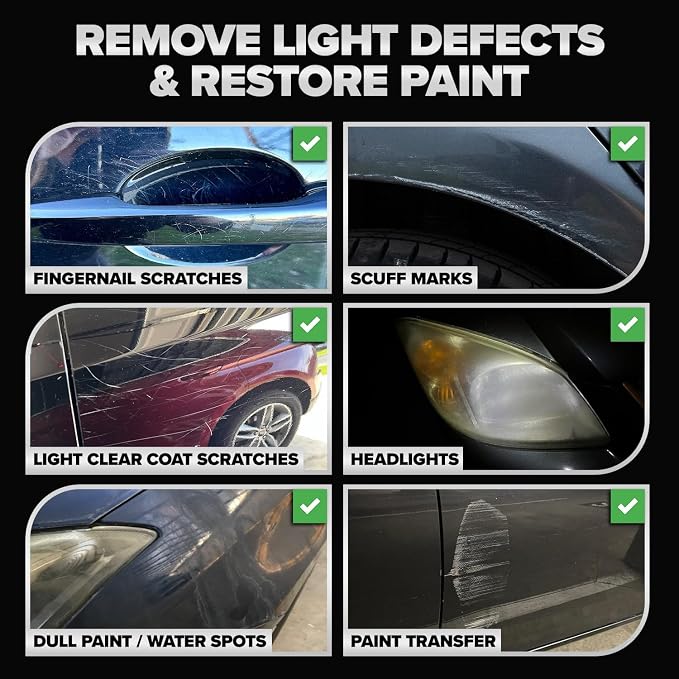 Carfidant Black Scratch and Swirl Remover - Car Scratch Remover for Paint Scratches - Polishing Compound for Cars Kit with Buffer Pad - Buffing Compound for Car Paint Restorer