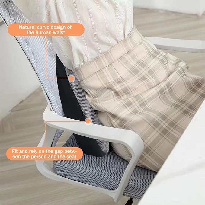 Super Comfy Lumbar Support Pillow, Car Seat Back Support Pillow for Driving | Adjustable Strap, 100% Memory Foam & Breathable Removable Cover, Ergonomic Design - Softness Back Support Pillow(Gray)