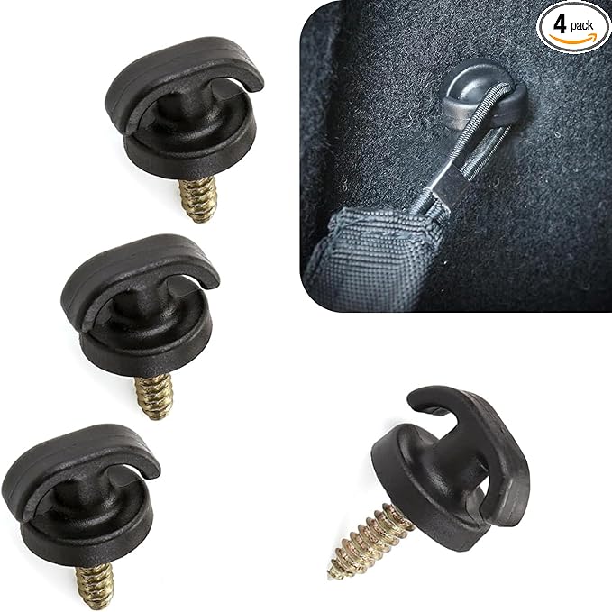 4 PCS Car Cargo Net Hooks, Luggage Net Screw Hook Retainer, Multi-Functional Tie Down Hanging Fastener, Universal for Most Cars SUVs Trucks (Black)