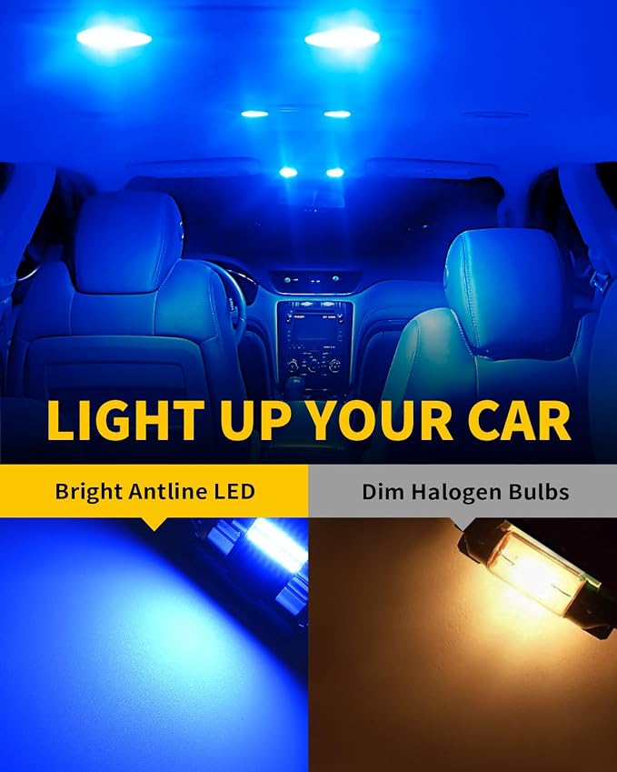Antline 6418 6411 DE3425 C5W DE3423 36MM 1.42”LED Bulb Blue, Super Bright Canbus Error Free 12 Volt Replacements for Interior Dome Map Vanity Mirror Sun Visor Lights (Pack of 10)