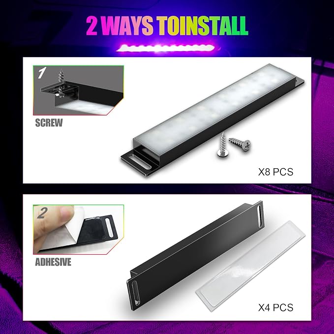 Yilaie LED Car Lights Interior Footwell Lighting Decorations Inside with App Control, Music Sync Multicolor for Trucks DC 12V