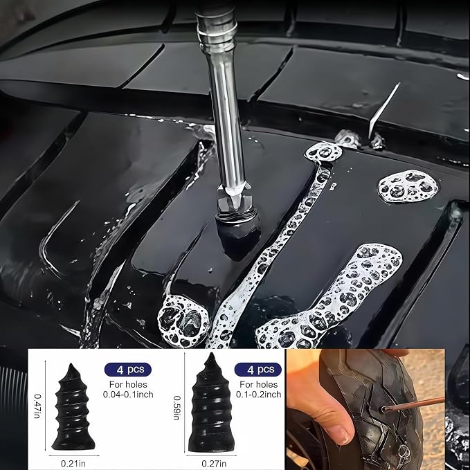 55PCS Tire Repair Kit – Heavy Duty Plug & Patch Kit with Tire Gauge & Valve Tools – Emergency Flat Tire Repair for Car, Truck, Motorcycle, ATV, SUV – Includes Storage Bag & Manual