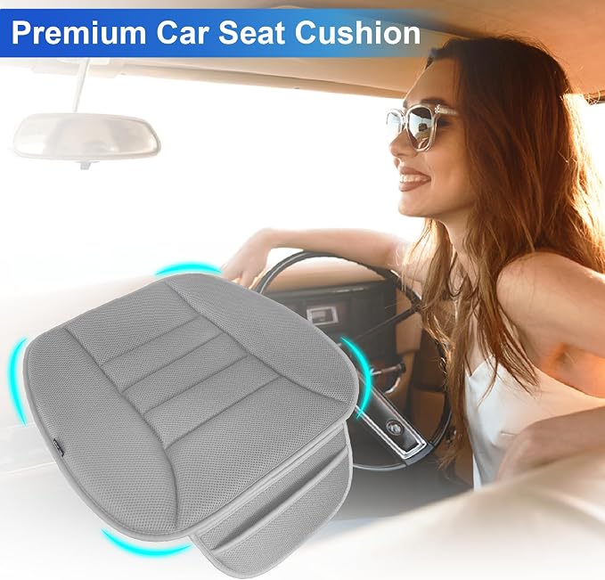 Lofty Aim Car Seat Cushion for Driving, Memory Foam Driver Seat Cushion | Car Seat Cushion for Long Driving, Automotive Seat Cushion for Pain Relief, Car Seat Pillow Fits Vehicles, Office, 4D Gray