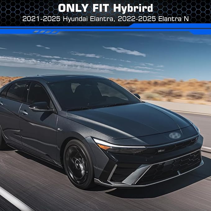 Floor Mats & Cargo Mats Set for Hyundai Elantra Hybrid 2021-2025 2026 | All Weather Floor Liners Anti-Slip Full Set Floor Liners Custom Automotive Floor Mats TPE with Front & 2nd Row & Trunk mat