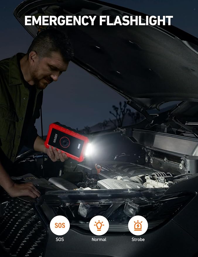 AstroAI S8 Air Jump Starter with Air Compressor,3000A Peak Car Battery Jump Starter Portable (9.0 Gas/6.5L Diesel) with 150PSI Cordless Auto-Shutoff Tire Inflator, 12V Battery Charger Booster(Red)