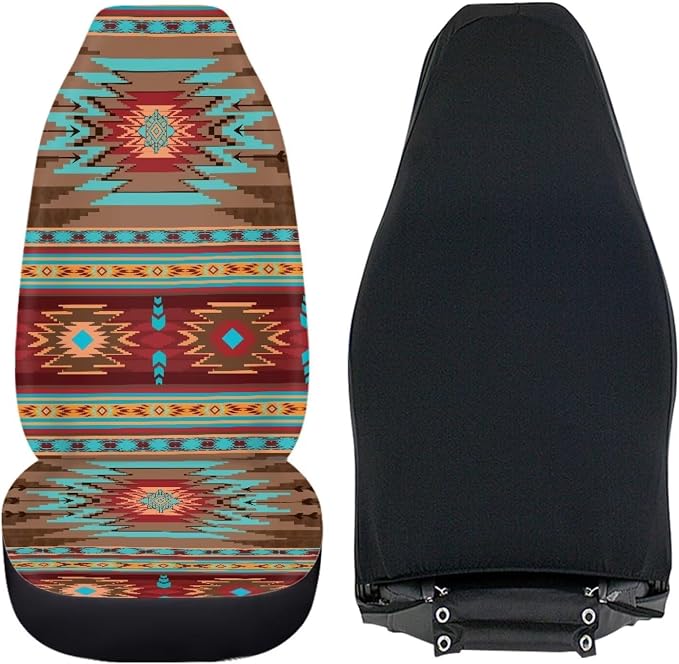 Navajo Red Car Seat Cover Front Seats Only,Aztec Seat Cover for Full Back and Seat Soft Saddle Blanket Cushion Cover Universal Fit for SUV Truck Sedan