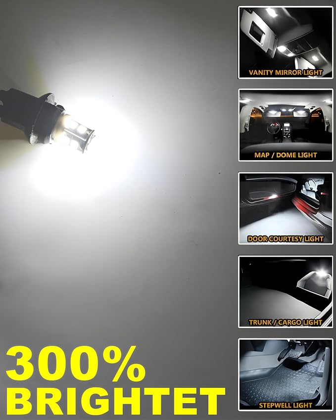 24 Pieces Car interior led lights Dome Bulb Kit Set T10 194 578 42mm DE3175 31mm Bulb Interior Replacement for Car Map License Plate Door Side Marker Trunk Light, White