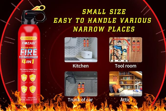 Portable Fire Extinguisher Spray With Bracket Can Prevent Re-Ignition,Best Suitable for The House/Car/Truck/Boat/Kitchen/Home Water-Based Fire Extinguishers Fire Type A/B/C/K 620ml (2 pack)