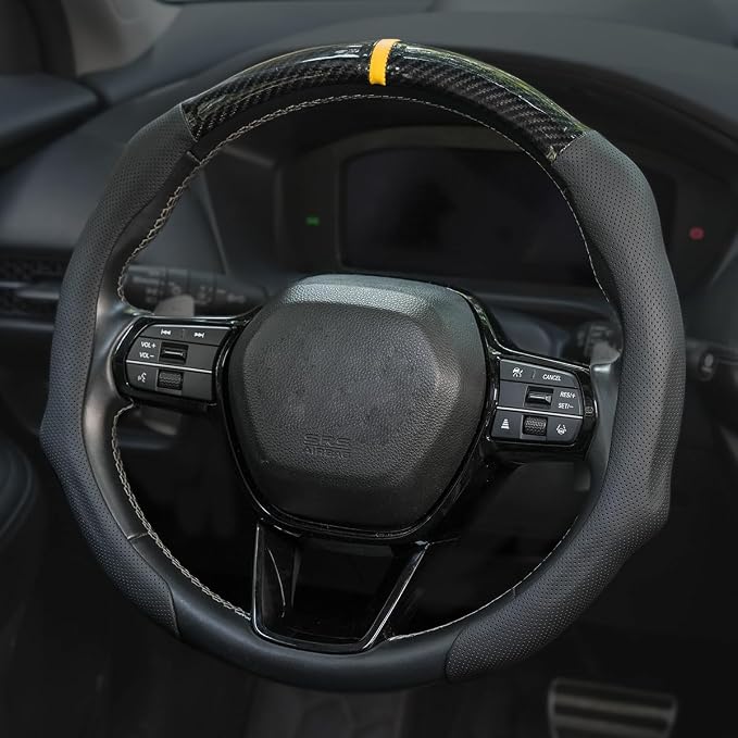 Car Steering Wheel Cover Napa Leather Non Slip Vehicle Steering Wheel Cover Protector, Quick Install Comfy Automotive Interior Decor, Universal fit 14½ to 15 inches Car Pickup SUV 14.5 to 15 inches