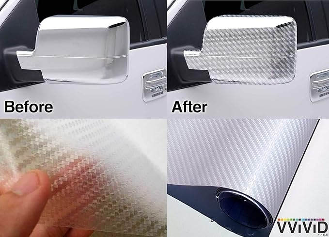 VViViD Clear Transparent 3D Carbon Fibre Vinyl Wrap Twill Weave Adhesive Film DIY Roll (1ft x 5ft)