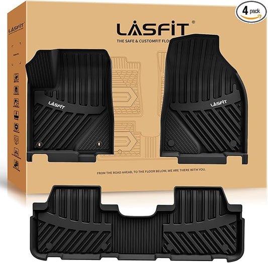LASFIT Floor Mats for Toyota Highlander 2014-2019 (Not for Hybrid) All Weather Custom Fit Floor Liner for Highlander LE/XLE/SE/Limited/TPE Front and Rear 2 Row Car Mats,Black