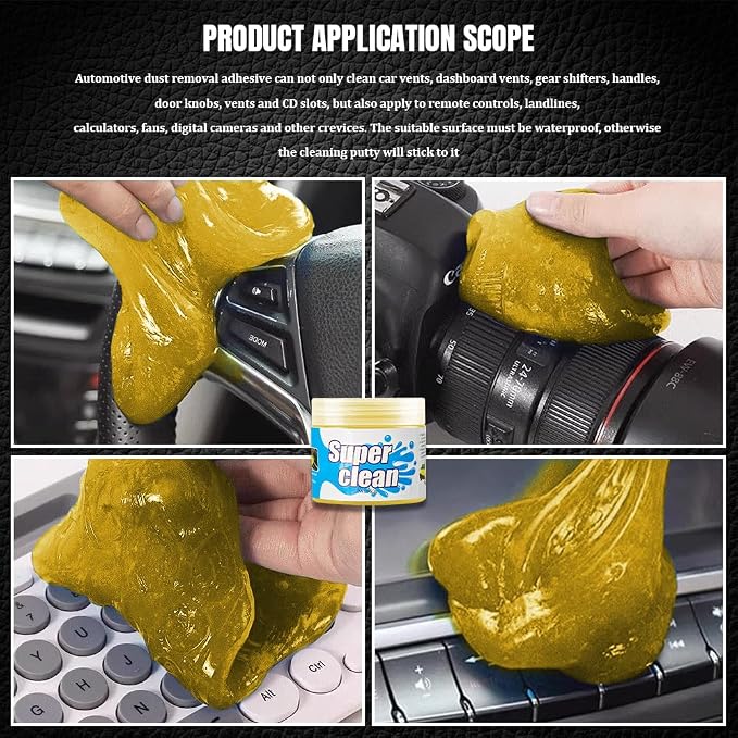 Car Cleaning Gel, Car Cleaning Supplies, Car Cleaning Putty, Universal Car Cleaning Kit Auto Detailing Tools Car Accessories Fit for Automotive, Keyboard, Camera, Printers (Yellow, 1PCS)
