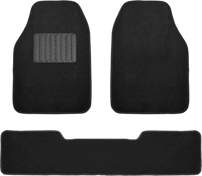 FH Group Automotive Floor Mats - Carpet Floor Mats for Cars, Universal Fit Full Set, All Purpose Car Floor Mats, Carpet Protector Mat for Most Sedan, SUV, Truck Floor Mats Black
