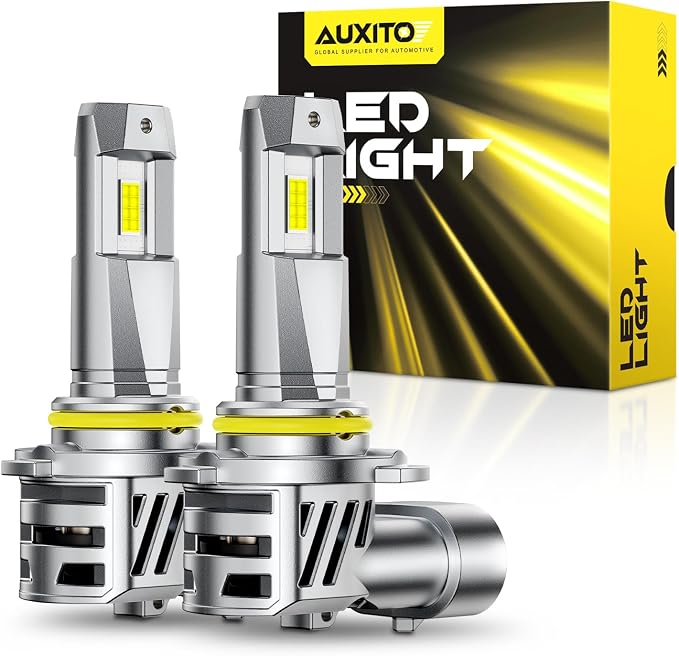 AUXITO 9005 HB3 Light Bulbs, 50000LM 6500K Cool White, Plug and Play CANbus Ready No Flicker, Pack of 2