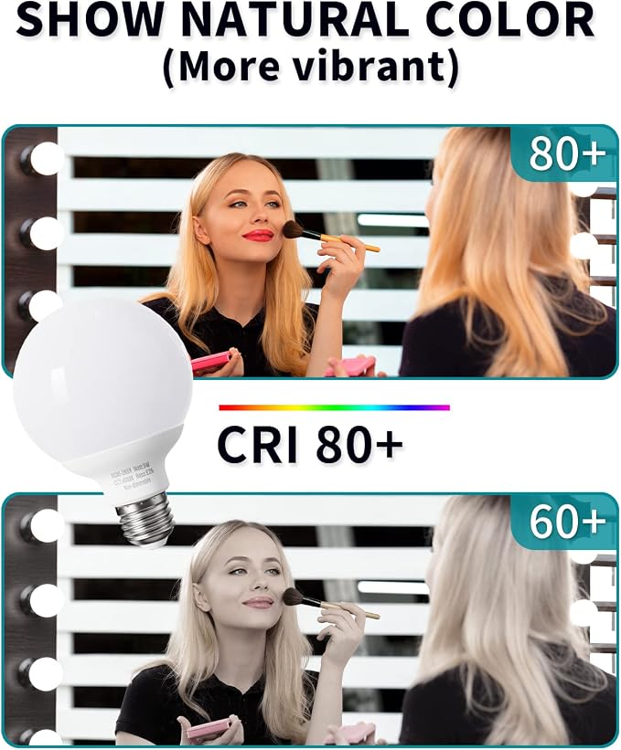 8 Pack LED Globe Light Bulbs for Bathroom, 120V 60 watt Equivalent, Natural Daylight 4000K, E26 Medium Base, Non-Dimmable Vanity Light Bulbs Round, Bright G25 LED Bulb Over Mirror