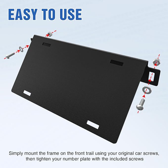 Nilight Front License Plate Bracket Fit for Ford Bronco 2/4 Door 2021 2022 2023 2024 2025 2026 Steel License Plate Mounting Holder Heavy-Duty Modular Bumper no Drilling Required Rattle-Free Black