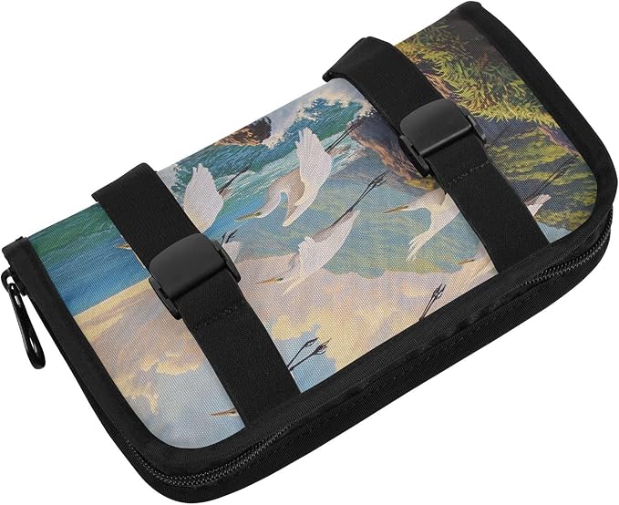 White Egret Fly Coastline Car Tissue Holder Durable Napkin Holder Hanging Tissue Holders Case Car Tissues Bag for Sun Visor Seat Back Universal Auto