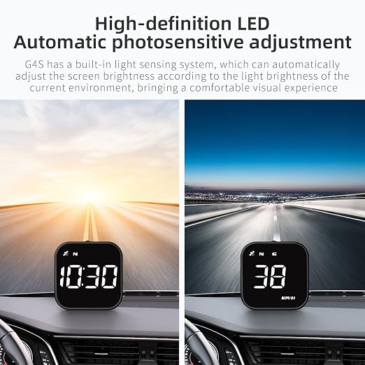 wiiyii G4S Digital GPS Speedometer, New HUD Car Head Up Display with Digital Speed in MPH KPH, Universal for Cars Truck Electric Hybrid Automobile (G4S-White)