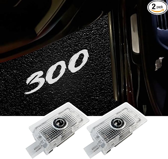 Car Door Logo Lights Puddle Lights Compatible with 300 300C 300S 2005-present LED Puddle Lamps Projector Door Shadow Light Accessories (Pattern 1)