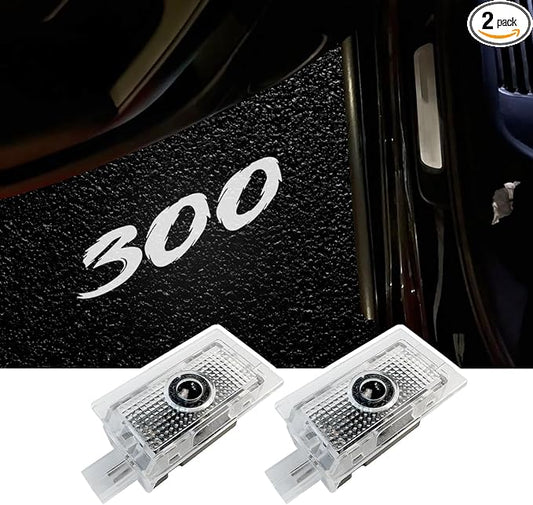 Car Door Logo Lights Puddle Lights Compatible with 300 300C 300S 2005-present LED Puddle Lamps Projector Door Shadow Light Accessories (Pattern 1)