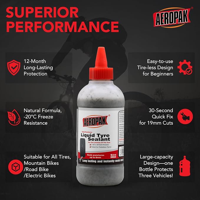 Tire Sealant, Premium Liguid Tyre Sealant, Emergency Flat Tire Repair for Car, Motorcycle, Bike, Jeep, Off-Road, Truck, Tractor 10.58oz | Premium liquid tyre sealant for car, motorcycle, bike, jeep, off-road, truck, tractor