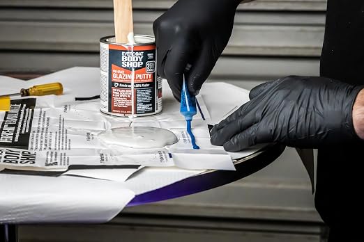 Evercoat Body Shop 105035 Pro-Grade Glazing Putty for Filling Minor Dings, Scratches and Low Spots in Aluminum, Fiberglass & More, Easy Mix Hardener Included 13 Fl Oz.