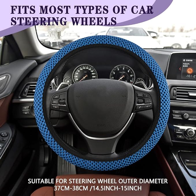 Elastic Stretch Steering Wheel Cover, Steering Wheel Cover, 15" Breathable Auto Steering Wheel Protector, Universal Car Accessories Comfortable Non-Slip Vehicle Steering Wheel Covers for Women Men