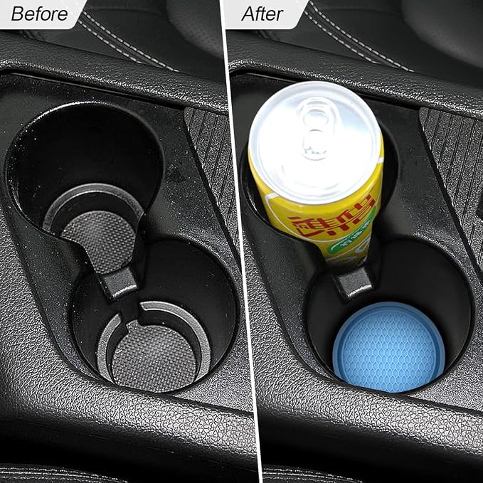 XINLIYA Car Cup Holder Coaster, 4 Pack 2.76 Inch Diameter Non-Slip Universal Insert Coaster, Durable, Suitable for Most Car Interior, Accessory for Women and Men (Blue)