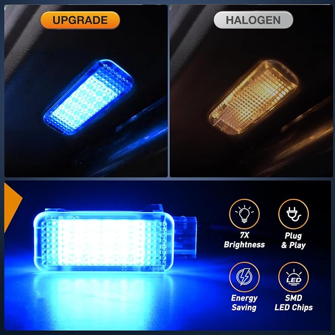 Nilight 2PCS LED Interior Door Panel Light Courtesy Warning Lights Blue Beam Plug and Play Compatible with Audi A3 A4 A5 A6 A7 S3 S4 S5 S6 S7 Q5 Q7 TT OEM Replacement CANbus Error Free