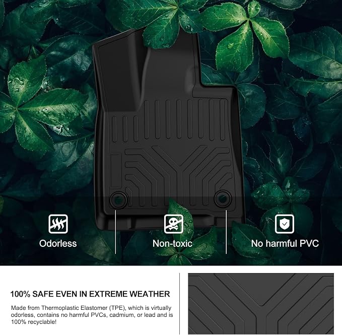 Kiwi Master Floor Mats for 2016-2022 Lexus RX (RX350/L RX450h/L) | Custom Fit All Weather Car Mats, Heavy Duty TPE Floor Liners, Front & Rear 2 Row Set, Black