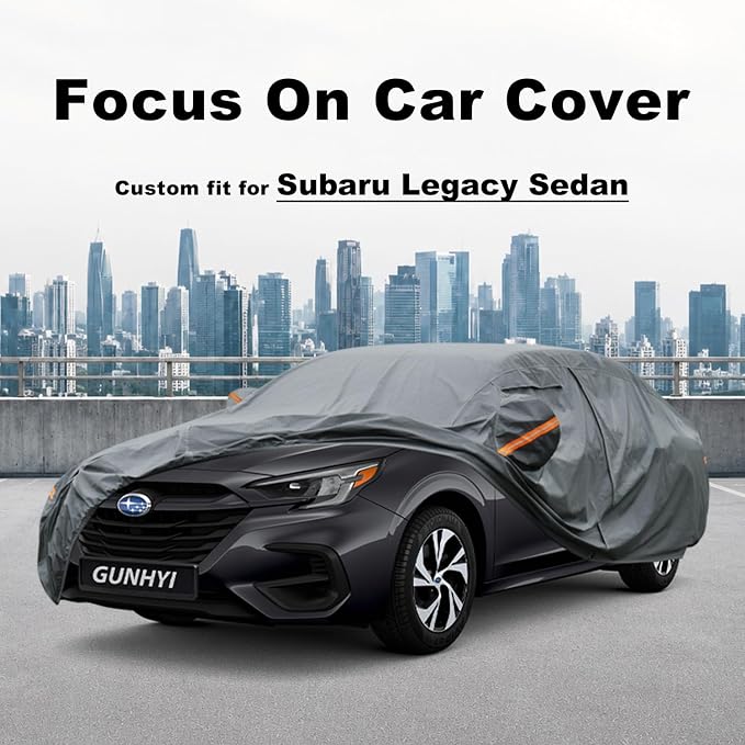 GUNHYI Premium Car Cover Custom Fit Subaru Legacy Sedan, 16 Layers Heavy Duty Car Cover Waterproof All Weather with Zipper Door for Sun Rain Snow Dust Uv Protection