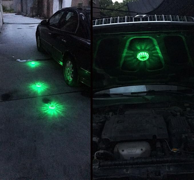 SAMDO Waterproof 9 Patterns Magnetic Beacon Lamp, Emergency Light, LED Road Flares Emergency Lights CR123A (Green)