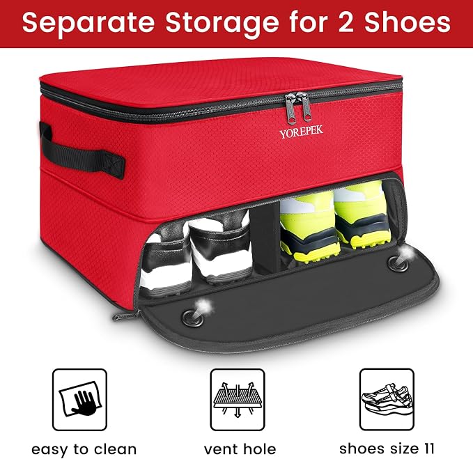 YOREPEK Golf Gifts for Men, 2 Layer Golf Trunk Organizer for 2 Pair Shoes | Waterproof Car Trunk Locker with Separate Ventilated Compartment for Balls, Tees, Clothes, Gloves, Birthday Gifts for Golfers