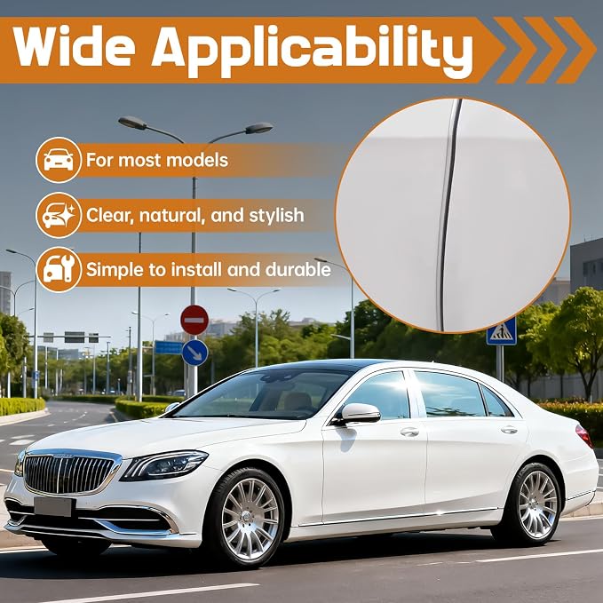 RAINFLOW Car Door Edge Guards 16.4 Ft（5M） - Clear U Shape Rubber Trim | Self Adhesive Door Protector Seal for Most Vehicles Trucks SUVs Sedans, Easy Cut DIY Installation Automotive Accessories